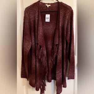 Waterfall Collar Cardigan-Wine Colored